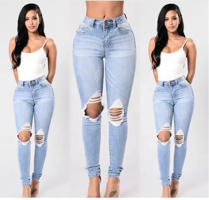 Plus Size Denim Jeans Women fall clothing Pant Skinny High Waist Pencil Pants High Waist