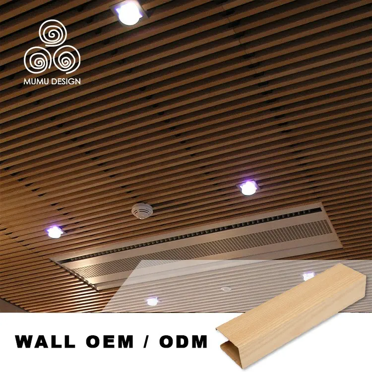 Mumu Plafond Tegels Opgeschort Materiaal Zwart Pvc Massief Hout Composiet Aluminium Hout Fineer Plafond Panel