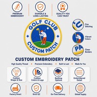 Badge personnalisé pour golfeur, motif swing, brodé, thermocollant, avec fixation auto-agrippante, pour sac de golf, casquette, t-shirt