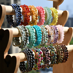 กำไลข้อมือคริสตัลทรงกลมขนาด 8 มม. สำหรับผู้หญิง ขายส่ง กำไลหินบำบัดแบบกำหนดเองพร้อมจี้ งานฝีมือคริสตัลอื่นๆ - Product Image 1