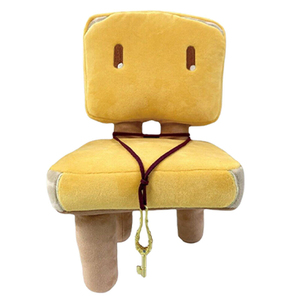 J590 Nuovo Simpatico Gatto Bianco e Nero <span class=keywords><strong>Anime</strong></span> Giapponese con Tre Zampe, Sedia Gialla, Peluche Decorativo - Product Image 1