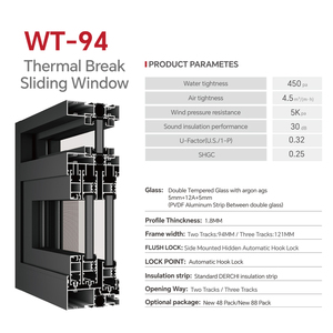 Finestra Scorrevole in Alluminio DERCHI di Alta Qualità, Doppio Vetro, Antiuragano, per Progetti Alberghieri, Dimensioni e Design Personalizzabili - Product Image 2