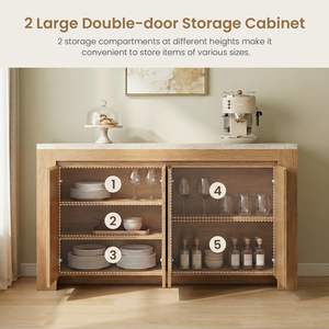 Aparador Tradicional con Almacenamiento, Diseño Arqueado, 2 Puertas, Estantes Ajustables, Gran Capacidad, Mesa Consola <span class=keywords><strong>para</strong></span> Comedor - Product Image 3