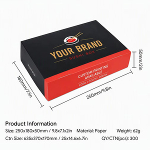 Custom Printed White Cardboard Sushi <b>Box</b> Flip Top Lid Food Grade Eco-Friendly Disposable Takeaway Packaging OEM - Product Image 2