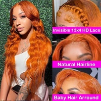 Wig Rambut Asli India Murah 13x6 Body Wave Coklat Kemerahan Hd Lace Frontal Wig Panjang Warna Ginger 350 Hd Lace Front Wigs Rambut Asli Manusia