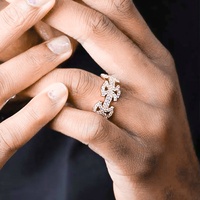 Hip Hop Style 925 Sterling Silver Templar Cross Ring Iced Out Bling avec VVS Moissanite Pass Diamond Tester Cadeau pour Hommes Femmes