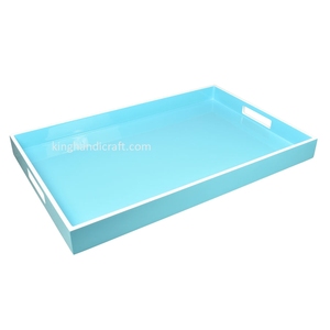 Grand plateau rectangulaire en bois laqué écologique recyclable, fait à la main, multifonctionnel, plateau de service et de présentation pour la cuisine, le salon - Product Image 4