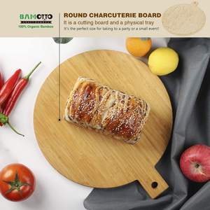 Ensemble de 2 planches à fromage en bambou avec poignée, plateaux en bois pour pizza, pain et en-cas, plateau à charcuterie en bambou - Product Image 4