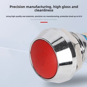 Interruptor de botón pulsador esférico de 12 mm, de dos terminales, auto-rearmable, impermeable IP65, niquelado, de latón Super <span class=keywords><strong>Thunder</strong></span> para aplicaciones automáticas - Product Image 3