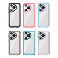 Coque de téléphone portable transparente de luxe en PC et TPU anti-chute avec fonction antichoc pour Huawei Pura 70, Honor et iPhone