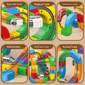 Bloques <span class=keywords><strong>de</strong></span> Construcción <span class=keywords><strong>de</strong></span> Plástico Mágicos, Coche <span class=keywords><strong>de</strong></span> Pista 1:5 Transformable en Montaña Rusa, Pista Eléctrica Antigravedad, Tren Pequeño - Product Image 2