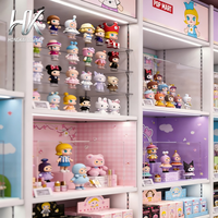 Vitrine d'îlot incurvée sur mesure avec éclairage LED et design écologique pour jouets