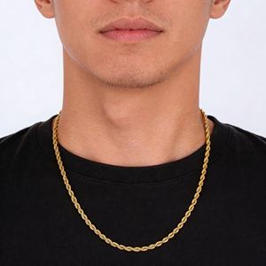 Vente en gros de colliers en acier inoxydable plaqué or 18 carats pour homme, chaîne torsadée en forme de corde, 2,5 mm, 3 mm - Product Image 6