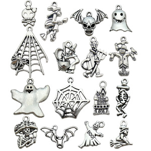 Pendentif breloque Halloween en alliage d'argent antique, formes variées, accessoire de fabrication de bijoux DIY - Product Image 3