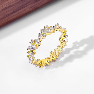 Wholesale Gold Silver Plated Fashion <b>Rings</b> Irregular <b>CZ</b> Cubic Zirconia Gemstone <b>Rings</b> for Women - Product Image 5