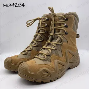 LXG,Russian market popular khaki brown PU+rubber outsole training boots with WP function strong desert fighting boots HSM284