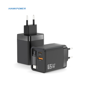65W GaN手机充电器适配器内置伸缩式电缆PD 65W QC3.0快速充电适用于苹果三星华为 - Product Image 1