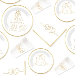 ชุดจานกระดาษลายทองเหลืองสีรุ้งสำหรับงานแต่งงาน DAMAI ชุดอุปกรณ์จัดเลี้ยงแบบใช้แล้วทิ้งสำหรับงานเลี้ยงฉลองสมรส บรรจุ 8 ชิ้น - Product Image 3