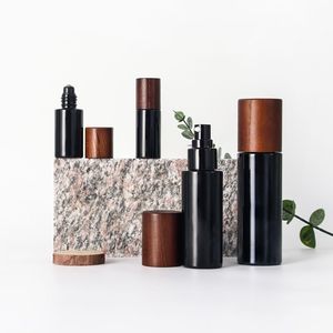 15ml 20ml 30ml 50ml 100ml 120ml 150ml bambu sprey buzlu cam şişe kül ağacı ahşap pompa ile Tops - Product Image 6