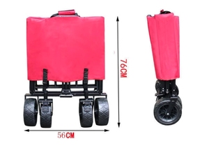 Wagon utilitaire extérieur pliable pliable en PE robuste vente en gros tout chariot avec auvent Oxford 600D noir rouge coloré - Product Image 5