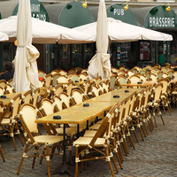 Mobilier de campagne français salle à manger en plein air café chaise aluminium rotin terrasse Restaurant métal étanche Antique Table à manger bois