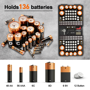 Treo tường Pin container với pin có thể tháo rời Tester Có thể chứa 136pcs Battery Organizer trường hợp cho Rack tổ chức - Product Image 4