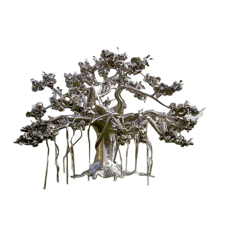מראה מלוטש מתכת אמנויות חדש מוצר נירוסטה עץ פיסול עבור מלון גן קישוט