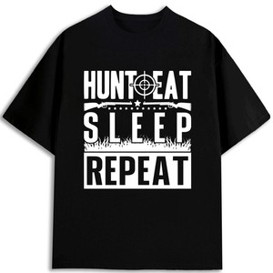 Camiseta para Hombre Hunt Eat Sleep Repeat, 100% Algodón, 180 g/m², Cuello Redondo, Manga Corta, Antiencogimiento, Corte Jersey, Impresión Serigrafiada - Product Image 1