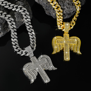 2026 Hot Selling Hiphop Retro Style Alloy <b>Cross</b> Wings Pendant Necklace Personalized Men's Necklaces Wholesale Jewelry Trendy - Product Image 1