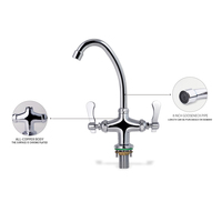 Robinet de cuisine moderne durable Robinet élégant en laiton chromé à double poignée avec ouverture rapide et montage à trou unique