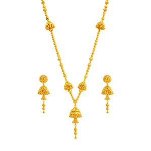 Achetez un ensemble d'accessoires de mode plaqués or avec collier et boucles d'oreilles pendantes assorties, traditionnel pour femmes et filles - Product Image 1