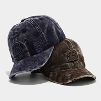 Gorra de béisbol de pana vintage de lujo personalizada al por mayor con parche de letra B, sombrero deportivo retro para moda urbana