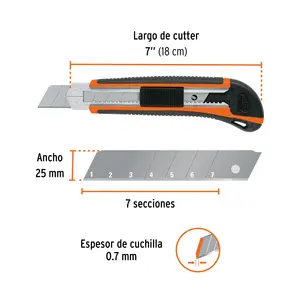 Cutter professionnel BOX 6 de 25 mm avec noyau métallique et poignée, TRUPER - Product Image 3