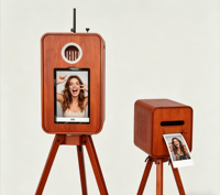 Machine photo portable rétro en bois de style appareil photo reflex, compatible avec l'impression instantanée, avec imprimante intégrée