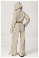 Ensemble de survêtement décontracté pour femme, à capuche, respirant, à séchage rapide, mi-lourd, uni, pour activités de plein air, avec taille élastique