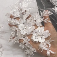 Paillettes de luxe perlées 3d fleur maille dentelle Applique avec motif brodé LT2762A