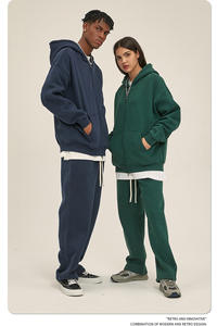 Tuta in pile di alta qualità Oversize con Zip e pantaloni di tuta dritti a gamba larga Set <span class=keywords><strong>felpe</strong></span> con cappuccio da <span class=keywords><strong>uomo</strong></span> personalizzate - Product Image 2