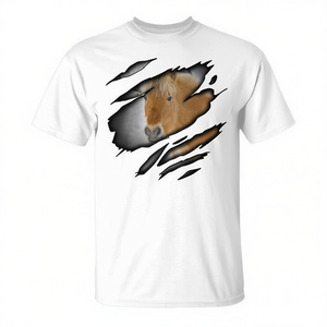 Camiseta con estampado de caballo de Noruega con efecto desgastado para amantes de los caballos, unisex, de manga corta, cuello redondo, digital - Product Image 2