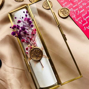 Mới nhất chất lượng tốt nhất hình chữ nhật rõ ràng Glass hộp đính với vàng hoàn thành khung kim loại cho tổ chức và hiển thị hộp đồ trang sức - Product Image 6