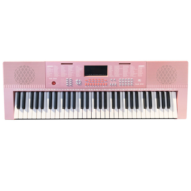 61-Key Educational Electronic Piano Keyboard 128 Rhythms 128 Tones 8 Percussion 20 Demo Songs Pink/Black Cheap Practice Model