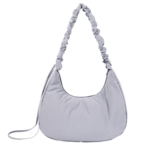 Gray Simple Fashion Single <b>Strap</b> <b>Shoulder</b> Bag Zipper Closure 7 Inch Lightweight Recycled Fabric Polyester SENDA Brand Daily Use - Product Image 3