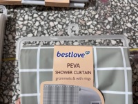 Rideau de douche imprimé en PEVA 178*183cm, imperméable et réutilisable, avec 12 crochets en acier inoxydable pour salle de bain