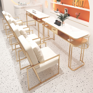 Light Luxury Two-Seater Salon Manicure Table Custom Professional Nail Artist Desk Modern Design Metal <b>Material</b> Fashion Chair - Product Image 5