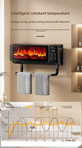<span class=keywords><strong>Chauffage</strong></span> PTC <span class=keywords><strong>Cheminée</strong></span> électrique murale Radiateurs télécommandés avec flamme réaliste Cheminées modernes avec étagère à serviettes - Product Image 4