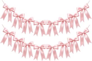 Guirnalda de Lazos de Satén Rosa con Lámina Dorada Pre-Hecha, Pancarta de Lazos al por Mayor, Decoración para Baby Shower, Primer Cumpleaños, Cuna de Bebé - Product Image 1