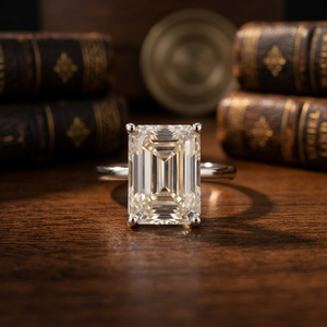 Bague de fiançailles D'VINS JEWELS en or massif 18 carats, diamant de laboratoire de 2 carats, taille émeraude, VVS/VS EF, avec certificat IGI - Product Image 1