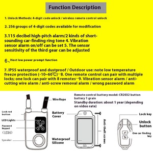 रिमोट कंट्रोल इलेक्ट्रिक बैटरी कार लॉक एंटी-चोरी डिवाइस इलेक्ट्रॉनिक कोड चेन स्व-चालित स्केटबोर्ड साइकिल लॉक - Product Image 3