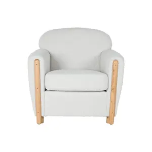 Fauteuil en bois en polyester 81X78X82 blanc boucle - Product Image 3