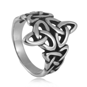 Men's Titanium Steel Hollow Flower <b>Ring</b> Geometric Punk Style Silver Color Gift Jewelry 24056 - Product Image 3