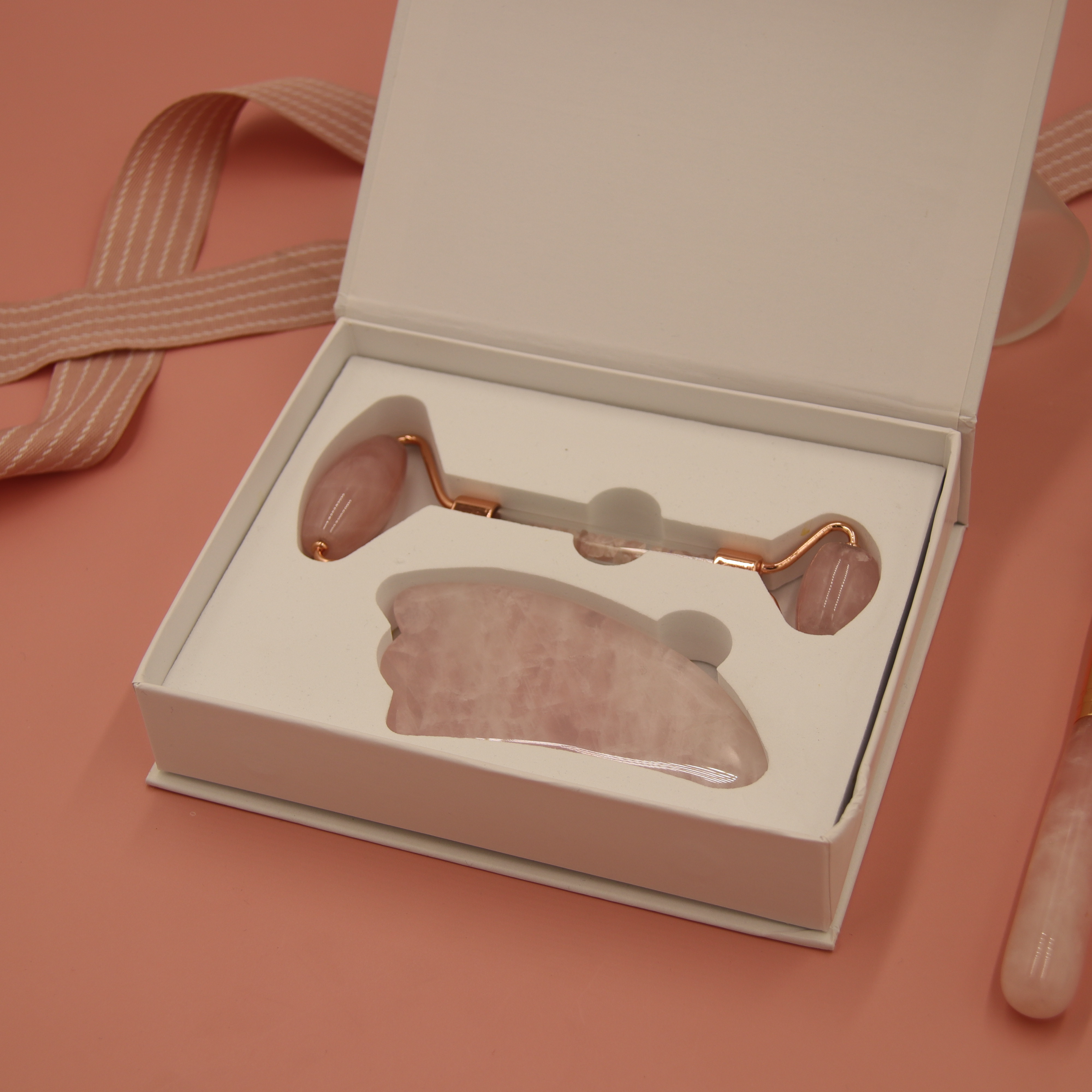 2020, фабричная цена, Нефритовый роликовый массажер, гуаша, набор для ухода за кожей лица, натуральный розовый кварц, Нефритовый ролик